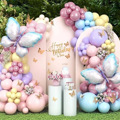 93pcs Butterfly Balloon Garland Arch Kit, Large Butterfly Fo