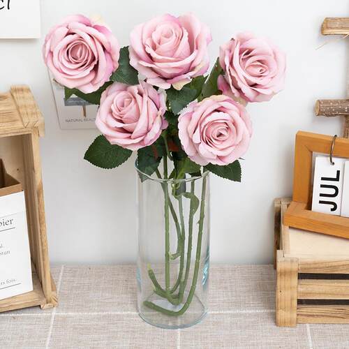 1pc/5pc Beautiful Silk Artificial Rose Flowers Wedding Home