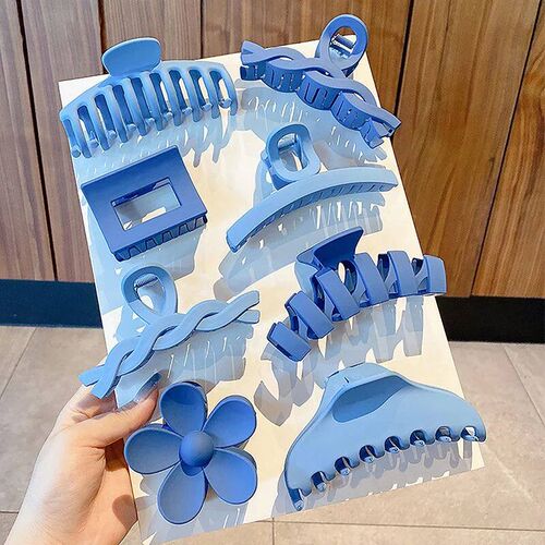 New 1pc Blue Hair Clip Crab Hair Clip Large Size Hair Claw E
