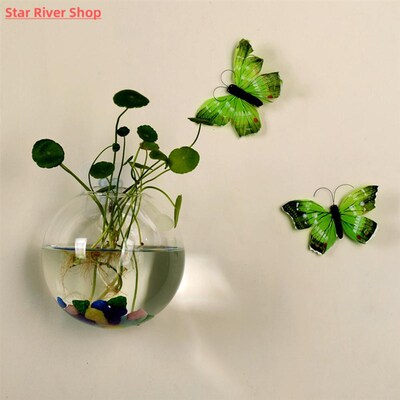 Transparent Glass Vase Wall Hanging Hydroponic Terrarium Fis