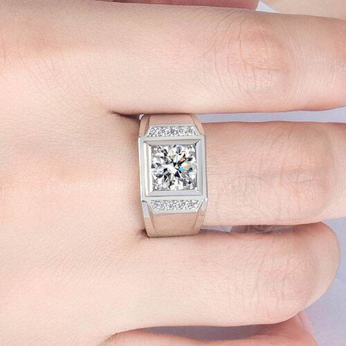 -Domineering male charm ring 2 carat imitation Moissanite te