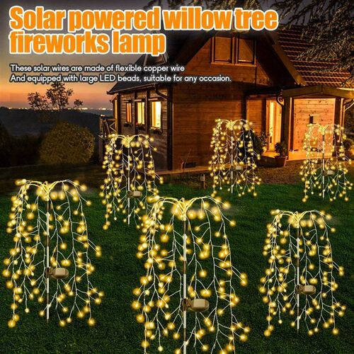 1pc 200LED Solar Firecracker Willow Fireworks Lights Outdoor