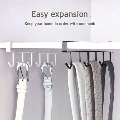 1/2pcs 6 Hook Coffee Cup Mug Holder Black White Hooks Shelf