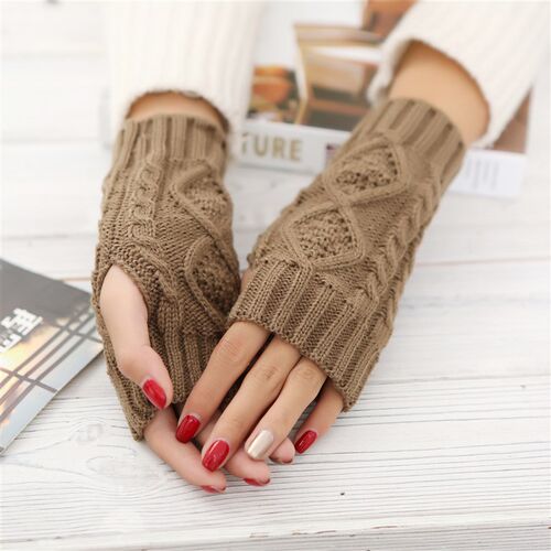 1Pair Knitting Fingerless Gloves Women Half Finger Gloves Ar