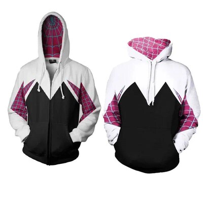 Spider Gwen Stacy Costume for Women Men 3D Print Style Zippe