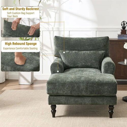 51 Modern Accent Recliner - Upholstered High Back, Wood Le