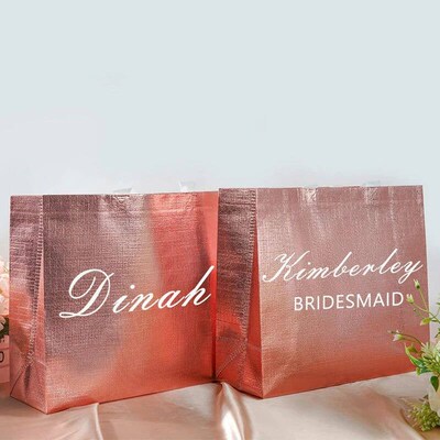 Personalized Retro Holographic Gift Tote Bag Bridesmaid Brid
