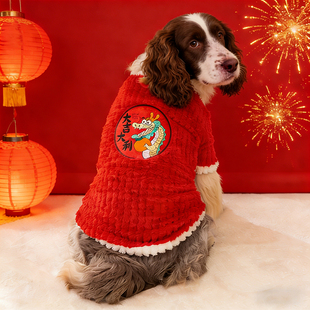 可卡专用狗狗过年衣服大狗春节穿的棉衣大型犬新年冬天喜庆拜年服