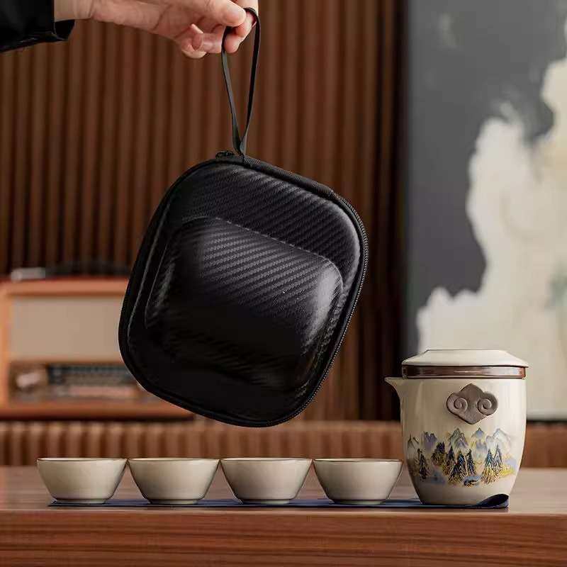 户外旅行茶具便携式快客杯家用露营喝茶陶瓷泡茶壶一壶四杯小套装,3C数码配件,其它配件,淘宝优惠券,粉丝福利购,淘宝优惠卷