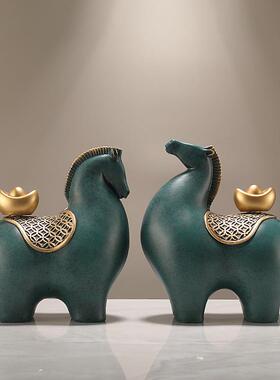 马上有钱摆件招财办公室装饰品高档新中式客厅博古架乔迁开业礼品