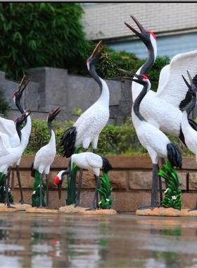 仿真丹顶鹤白鹭动物雕塑景观公园庭院售楼部水池农场装饰工艺摆件