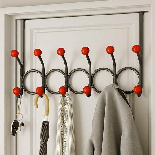 免打孔挂衣架创意多排挂衣钩铁艺原木门后挂钩墙上承重壁挂衣帽钩