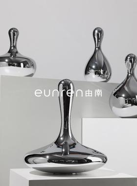 现代简约玻璃水滴保龄球造型摆件样板房间客厅电视柜软装饰品摆设