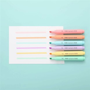 6Pcs/set Pastel Color Macaron Highlighter Pen Marker Pens Fl