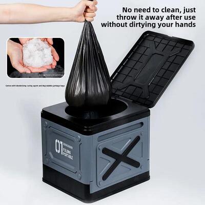 Folding Toilet Portable Collapsible Anti-Odor Storage Box Ca