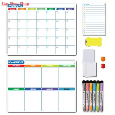 Weekly and Monthly Schedule Magnetic Soft Whiteboard Refrige