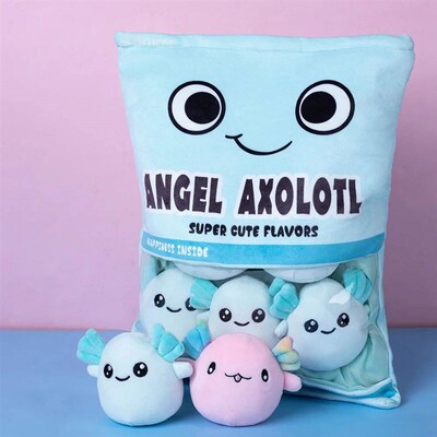 Six Balls Pink Blue Axolotl Bag Cartoon Newt Animal Squishy