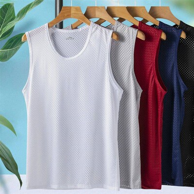 Men Vest Ice Silk Quick-drying Bodybuilding Tank Fitness Mus