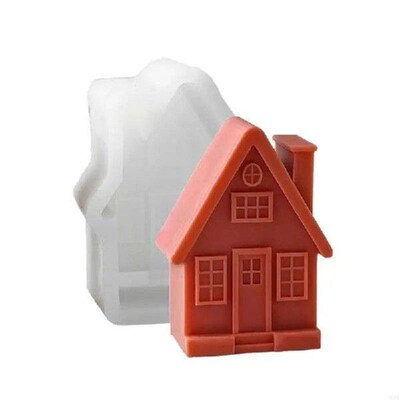 J6BB Chimney House Silicone Moulds 3D House Molds Resin