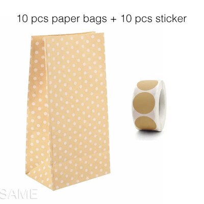 10 Pcs Bags and er Stand Up Colorful Solid Stripe Polka Dot