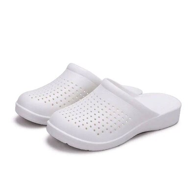 White Soft EVA Nurse Clogs for Woman Summer Lightweight