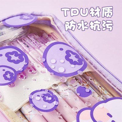 Large Capacity Pencil Case 3 Compartment Pouch Pen Bag Doubl