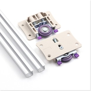 衣柜实木移门滑轮 吊轮吊柜轨道壁柜移门家具滑轮轨道带阻尼缓冲