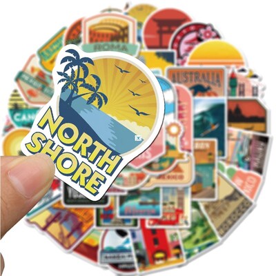 50PCS New Global Travel City Landscape Stickers Decal Vinyl
