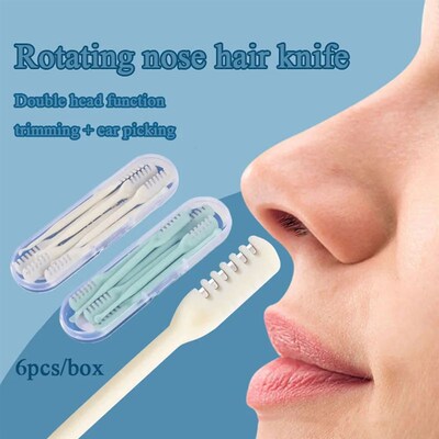 6pcs Double-ended Nose Knife Manual Nose Hair Trimmer Portab