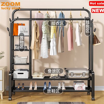 Double Rods Clothes Rack,Clothing Rack Hanging Wardrobe Rack