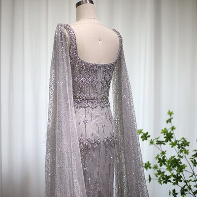 Sharon Said Luxury Feather Crystal Dubai Evening Dress with