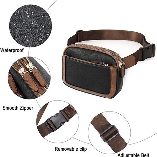 Adjustable Shoulder Strap Artificial Leather Womens Waist Ba
