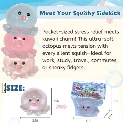 Crystal Squishy Octopus Squeeze Toys Cute Clear Soft Sticky