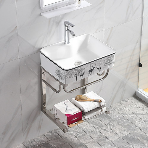 陶瓷洗手盆柜小户型家用洗脸池卫生间洗漱台阳台挂墙式脸盆