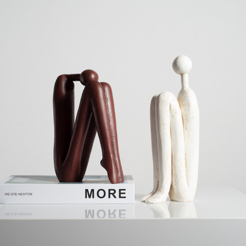 现代简约圆头火柴人摆件 客厅玄关装饰品样板间书柜酒柜桌面 软装