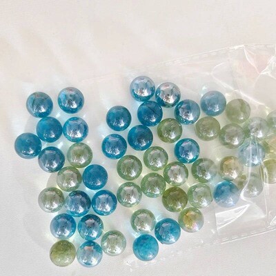 50PCS 14mm Colorful Glass Marbles Toy Kids Marble Balls Run