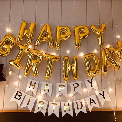 13pcs/set  Happy Birthday Letter Foil Balloons banner baby s