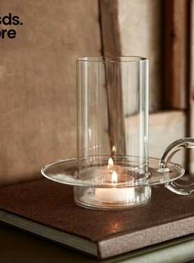 丹麦ferm LIVING Luce耐热玻璃烛台 提手灯笼烛具氛围感烛杯摆件