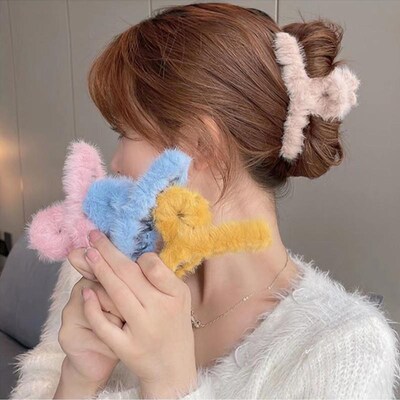 Hair clip female shark plush grab clip hair accessories