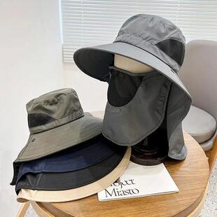 Summer Outdoor Fishing Caps Men Wide Brim UV Protective Mask
