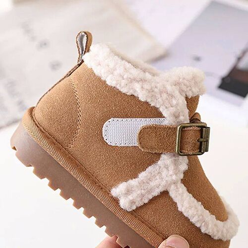 Childrens Snow Boots For Girls Leather Warm Plush Fashion N