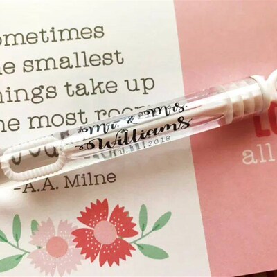100pcs Personalized Wedding Bubble Tube Labels Custom Clear