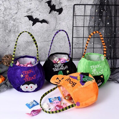Cute Halloween Portable Pumpkin Bag Trick Or reat Kids Candy