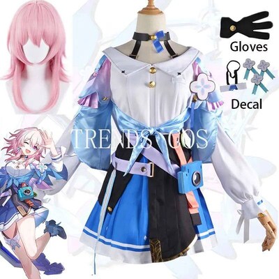 March 7th Cosplay Costume  Big Size March 7th Dress Wig Role