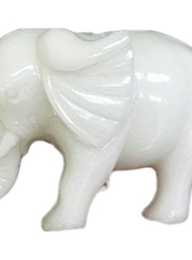 天然白玉石象吸水象玉富贵如意玉石大象客厅玄关新房家居装饰摆件