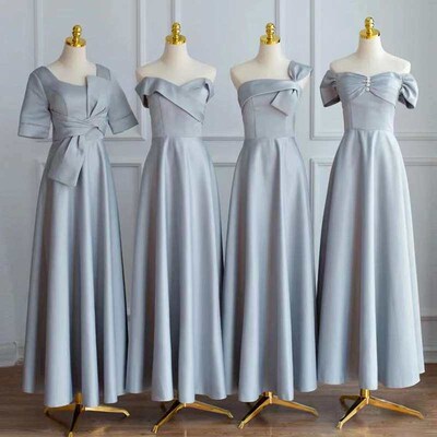 Gray satin bridesmaid dress New summer wedding sister group