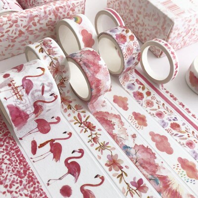 5Rolls Solid Color Washi Tape Set Decorative Masking Tape