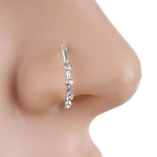 diamond Nose唇钉鼻环鼻钉无洞夹nose ring 印度With 银色 Circle