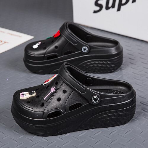 Hot Pink High Heels Sandals Women Clogs Summer Increase Plat