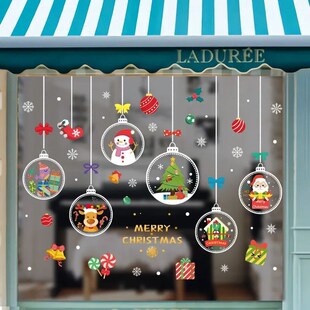 1Set Santa Claus Snowman Elk Window ers Snowflake Electrosta